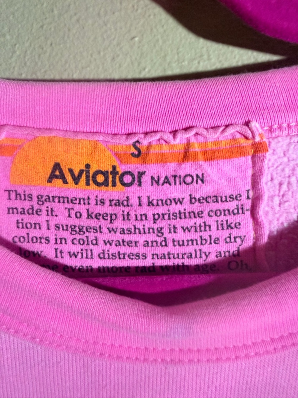 Aviator Nation Pink Crewneck with Blue Accent - Picture 2 of 4